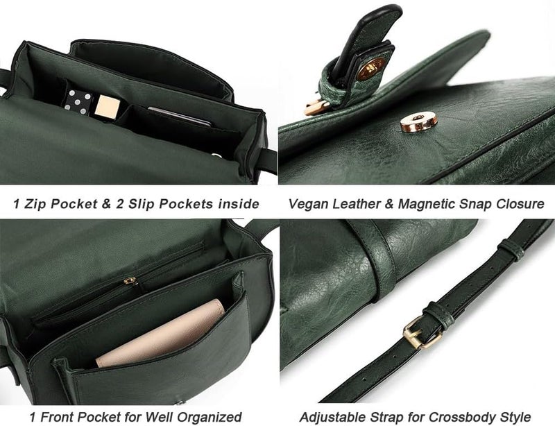 AFKOMST Crossbody Bags for Women,Small Saddle Purse and Boho Cross Body Handbags,Vegan Leather - Image 3
